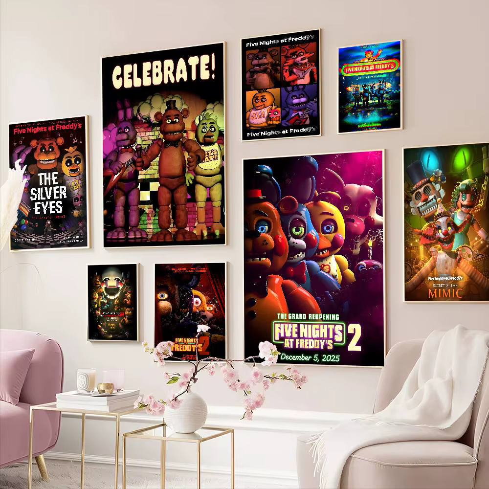 Affiche artistique autocollante classique Fnaf Five-nights-At-Freddys, impressions sur papier blanc, affiches artistiques, peinture murale esthétique