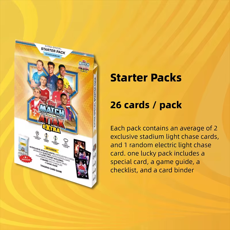 TOPPS Authentique Saison 2025/26 Topps UCL Match Attax Booster Pack Carte de Collection de Jeu Carte de Collection de Star de Football Cadeaux pour Fans