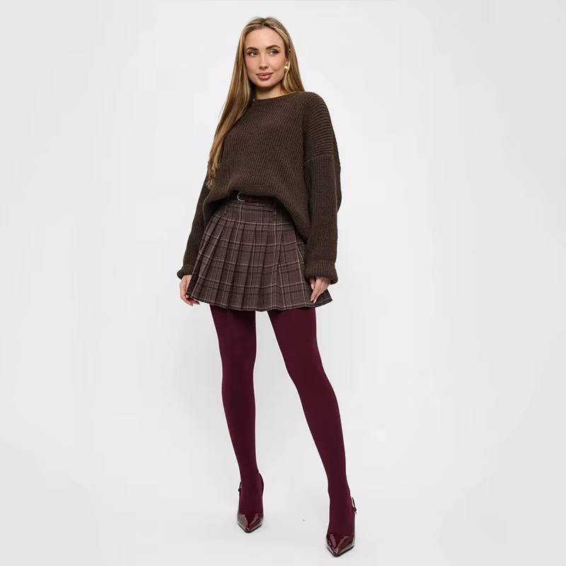 Koweït femmes 80D Ultra doux Opaque bordeaux collants taille haute couleur unie pieds