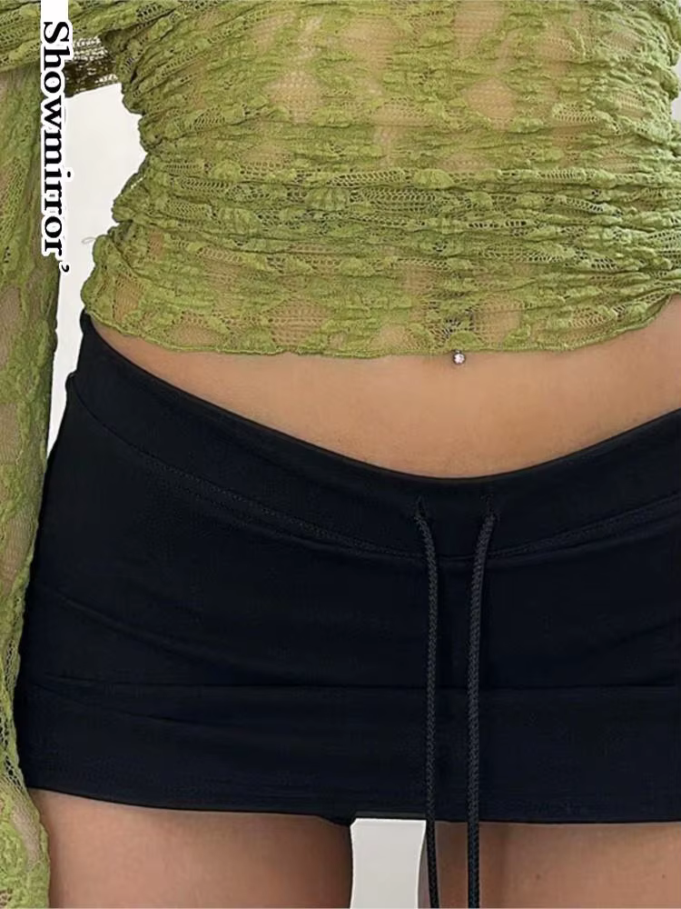 Slim solide jupes moulantes chemises mignonnes décontracté taille basse Super Mini