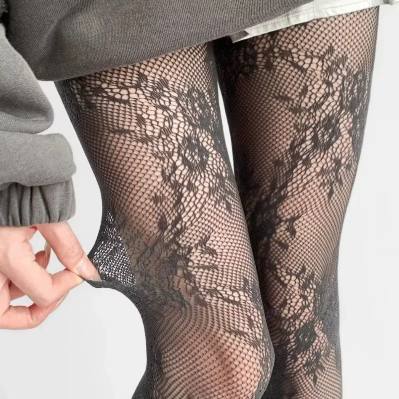 Nouveauté 2025 Collants pour femme sexy en dentelle florale