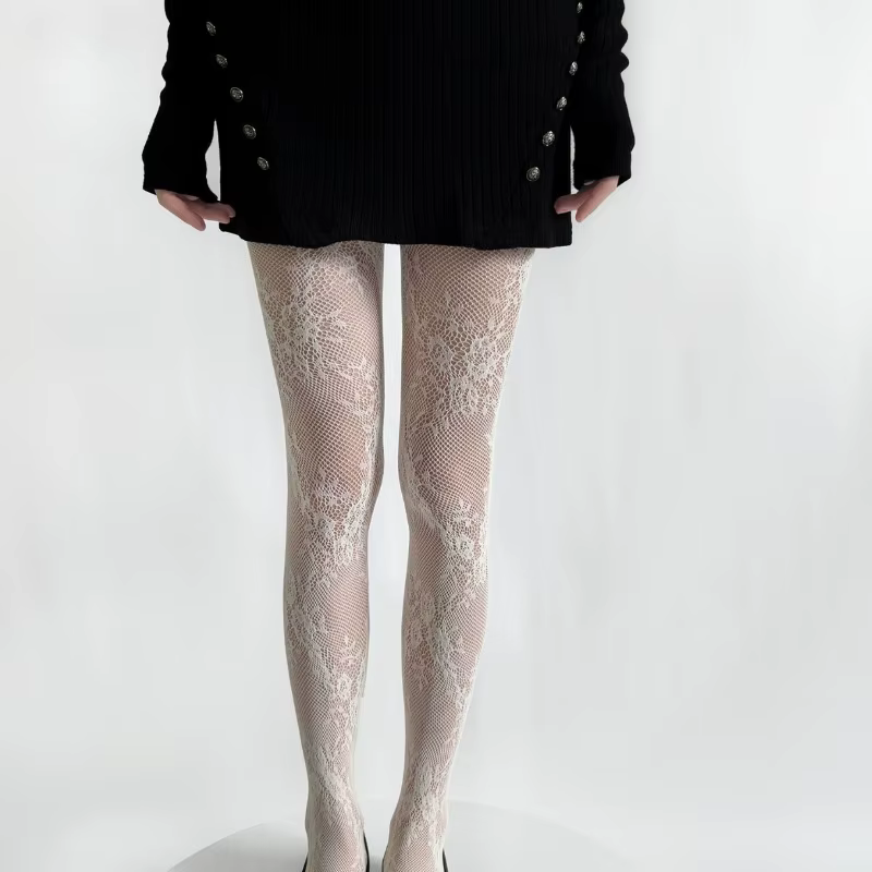 Collants en dentelle florale pour femmes