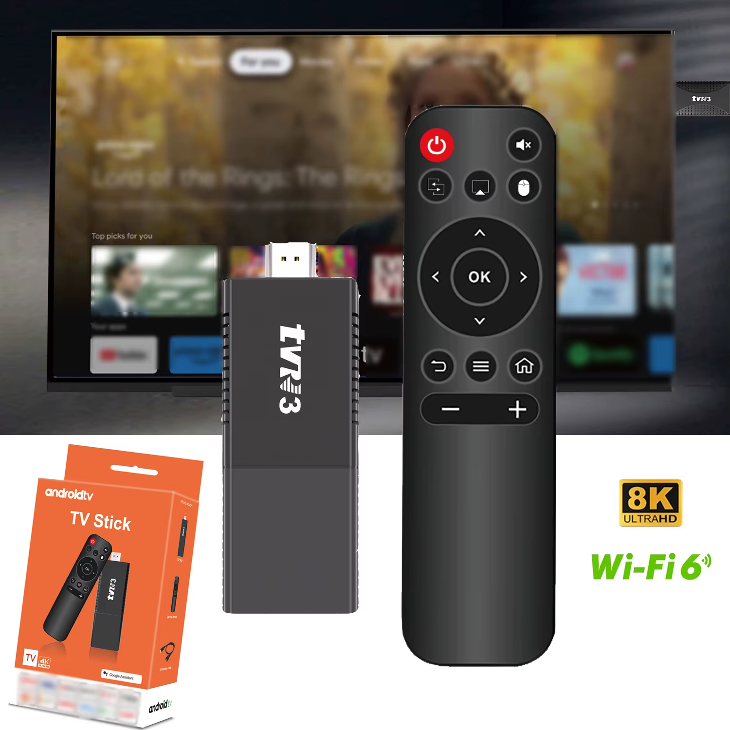 Clé TV intelligente, clé TV Android, quadricœur, WiFi 2,4G et 5G, clé TV de streaming, lecteur multimédia vidéo 4K, clé TV Android