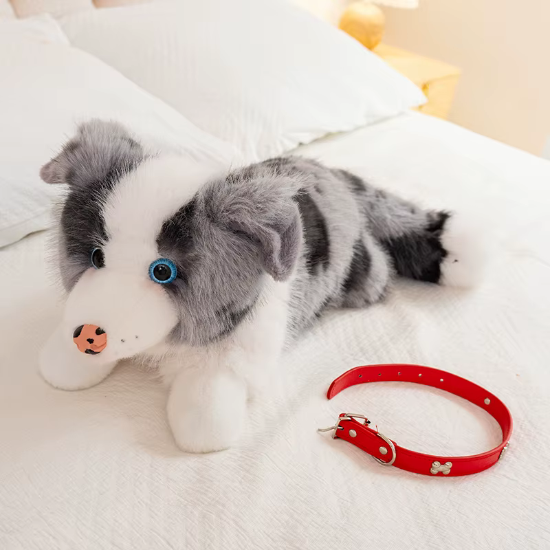 Jouets en peluche style collier Border Collie, quatre couleurs, 40/50CM, poupée chiot en peluche douce, jouets amusants pour enfants, cadeaux