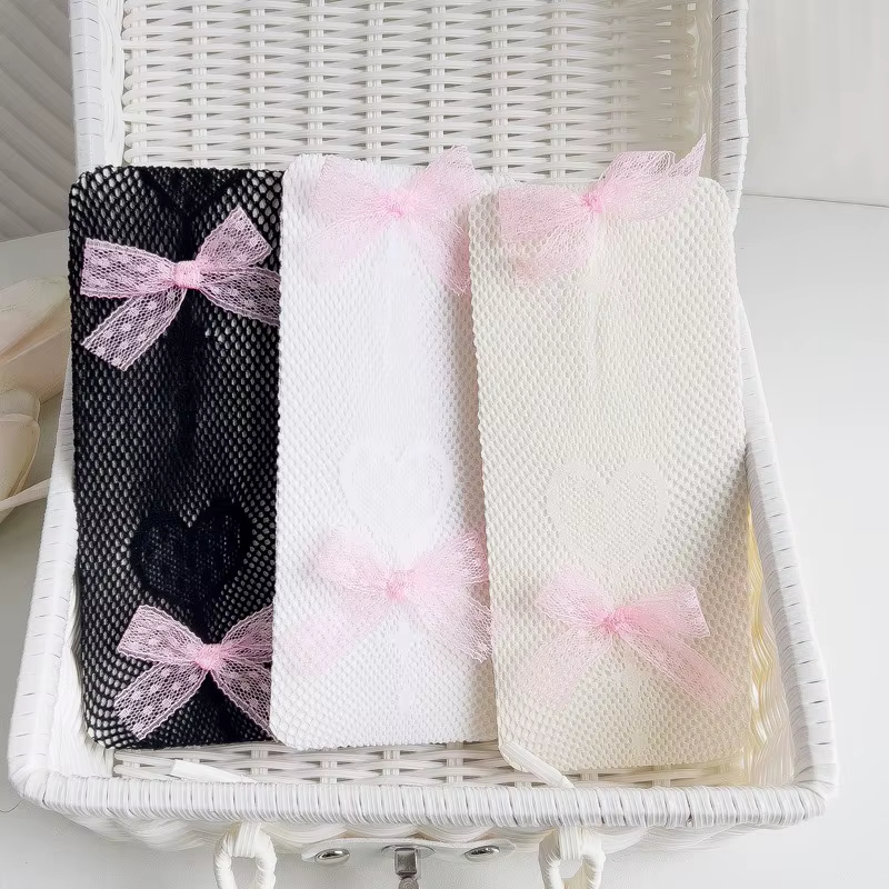 Collants en velours rose avec nœud brodé de perles