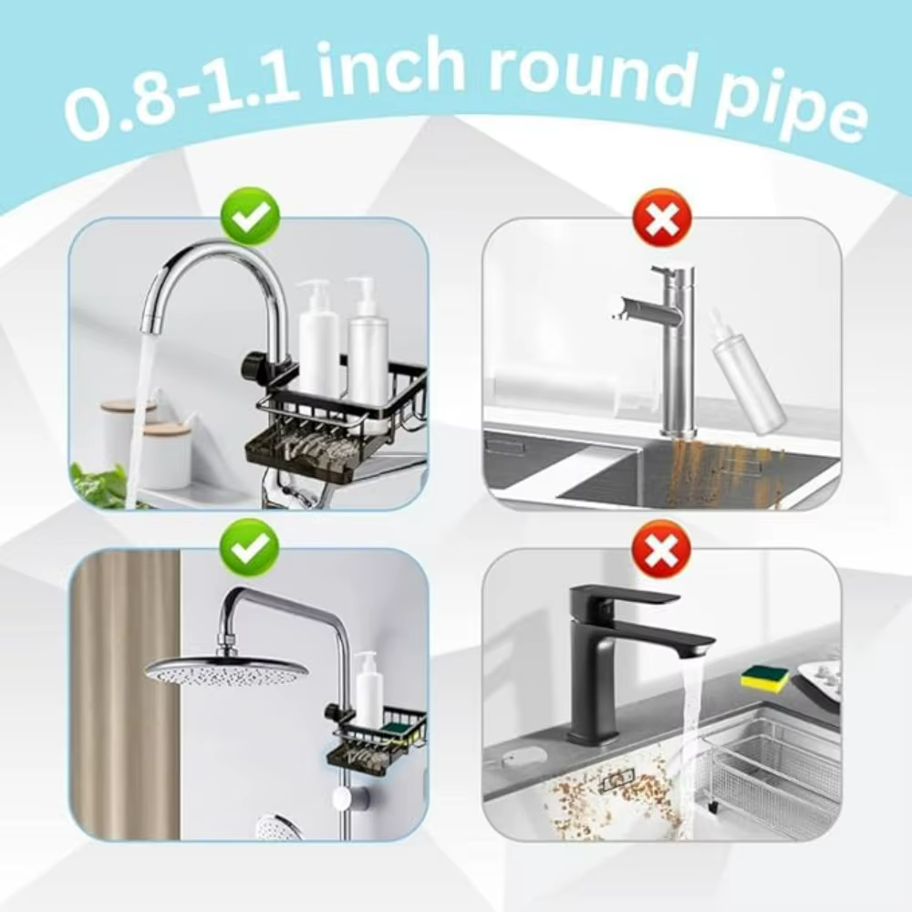 Étagères de rangement pour pomme de douche de salle de bain, support de rangement réglable pour robinet d'évier de cuisine, équipé d'un plateau d'eau, accessoires de salle de bains