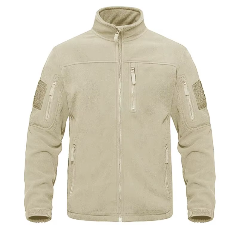 Veste polaire thermique mi-longue pour homme à col montant, idéale pour la chasse en automne et en hiver