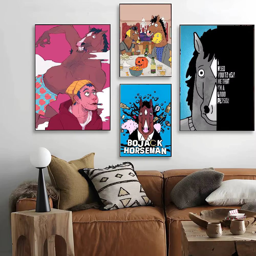 Affiche d'art drôle BoJack H-Horsemans avec imprimés, décoration de maison, chambre à coucher, salon, cadeau
