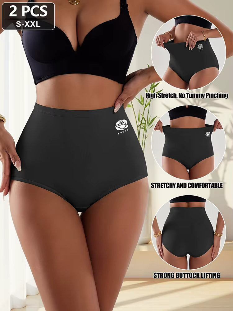Lot de 2 culottes élégantes taille haute pour femme