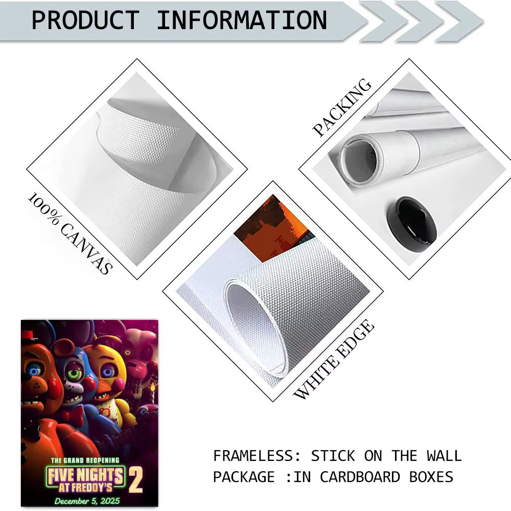 Affiche classique Fnaf Five-nights-At-Freddys, autocollant parfait, art auto-adhésif conçu pour les espaces de bureau, la salle à manger et la maison