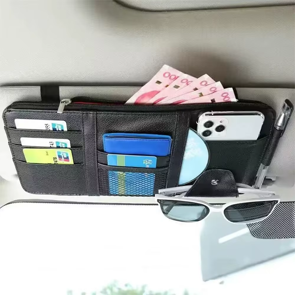Boîte de rangement de pare-soleil en forme de voiture, sac de rangement de pare-soleil de voiture, boîte de rangement de pare-soleil de voiture, rangement de porte-carte à fermeture éclair