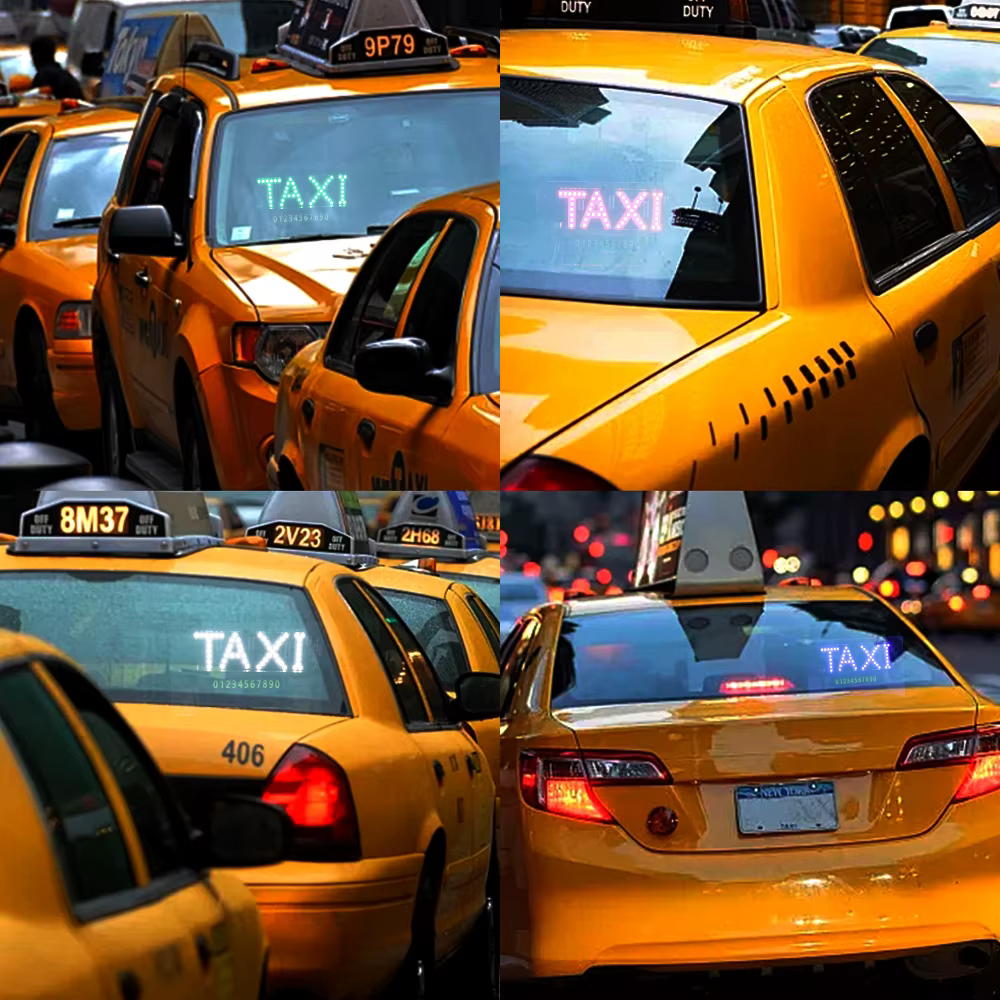 Lettres lumineuses LED pour taxi, éclairage intérieur de voiture, avec autocollant adhésif puissant, USB C, lettres lumineuses sur panneau.