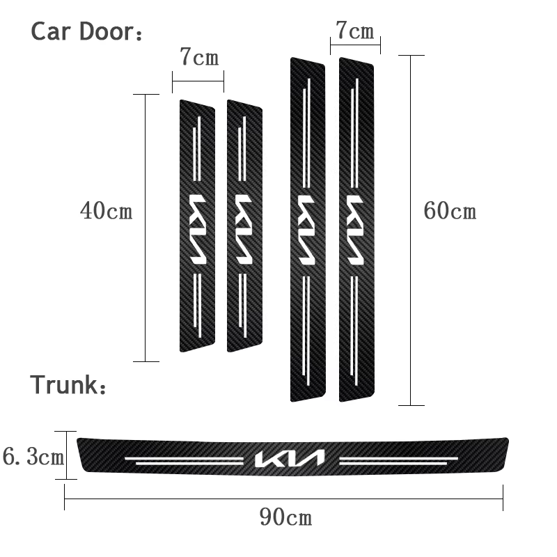 Autocollants de protection de seuil de porte de voiture en Fiber de carbone, imperméables, pour Kia Sportage Ceed Picanto Rio ProCeed Niro Stonic K7 K5 K8 K3