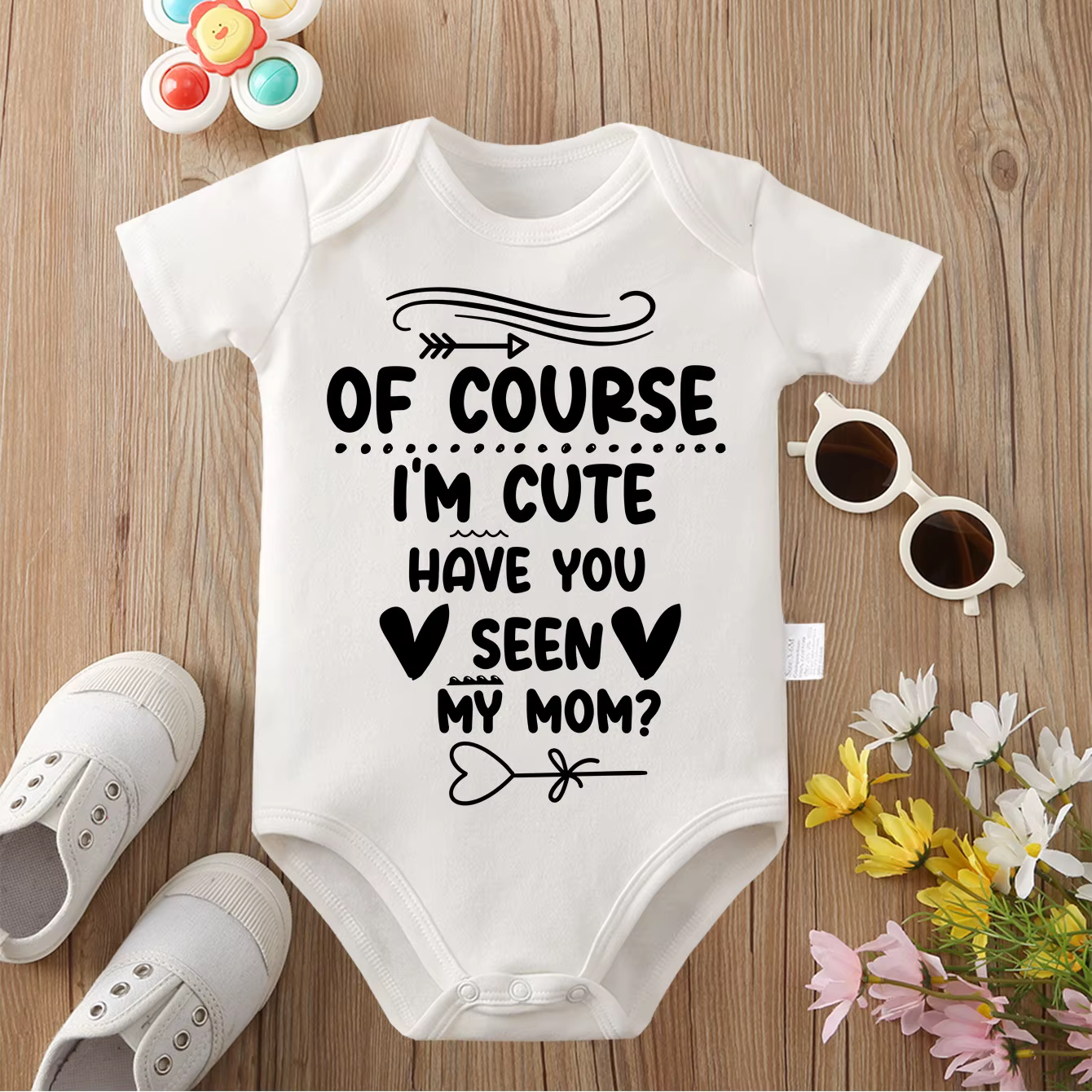 Je sais que je suis très mignon imprimé exquis tissus en pur coton combinaison confortable pour bébé combinaison pour nouveau-né de 0 à 12 mois
