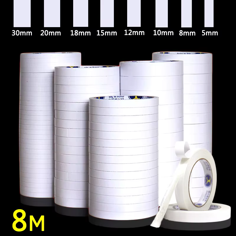 Ruban adhésif Double face blanc, 8m, colle Super forte, fait en papier pour le montage du tampon de fixation, papier collant, fournitures de bureau