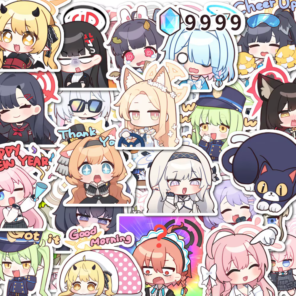 Autocollant Emoji Mignon Version Q Blue Archive Kivotos Daily Girl Academy City Ledger Populaire DIY