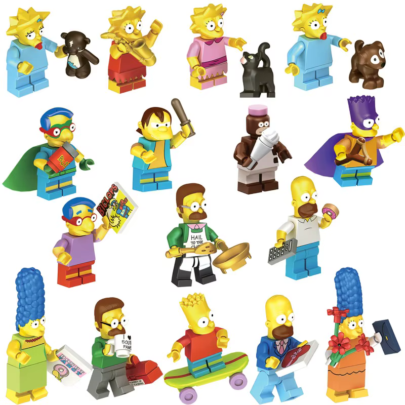 Figurines miniatures de la famille Simpson, collection de figurines d'action à assembler