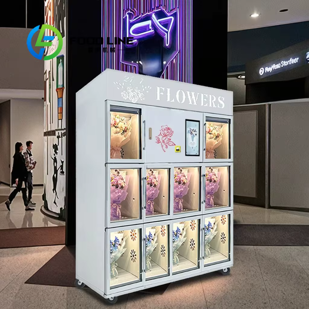 Distributeur automatique de fleurs en espèces, pièces de monnaie, cartes, paiement du code de numérisation, distributeur automatique en libre-service de roses et de fleurs fraîches