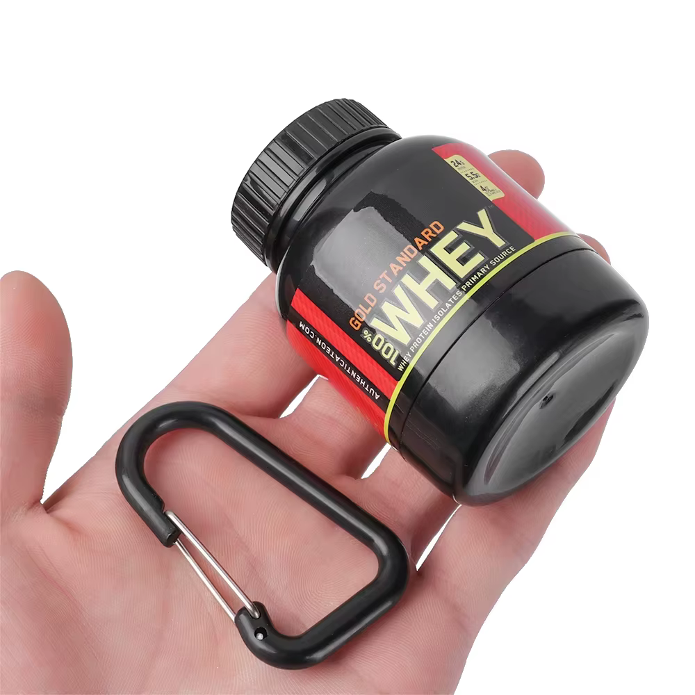 Mini récipient de protéines Portable de 100ML, bouteille de poudre avec porte-clés de lactosérum, entonnoir de santé, boîte à médicaments, petite tasse d'eau