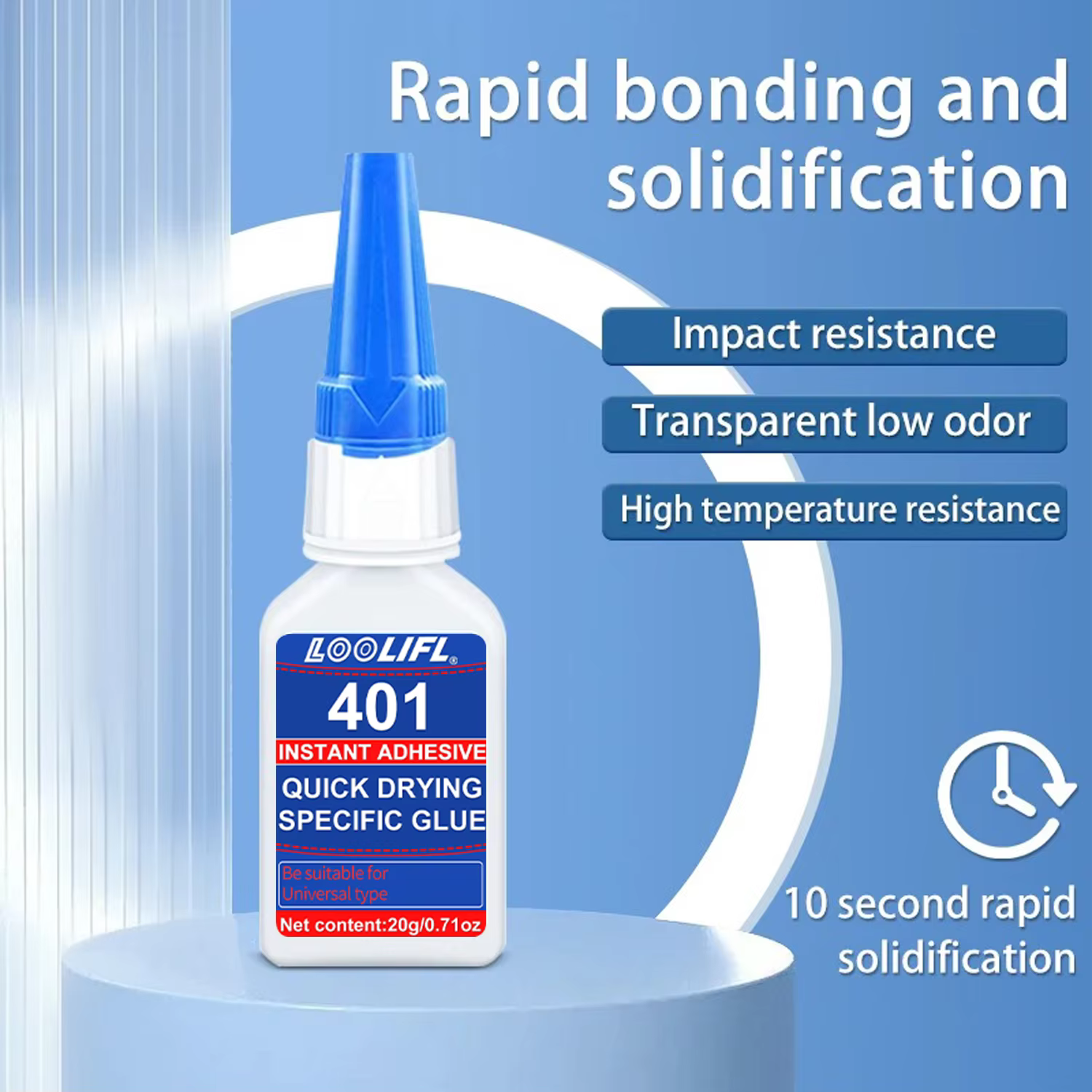 Super Glue (0,71 oz) Adhésif liquide multi-usages pour plastique – Coller le bois, le métal, le caoutchouc, la céramique – Adhérence de qualité industrielle