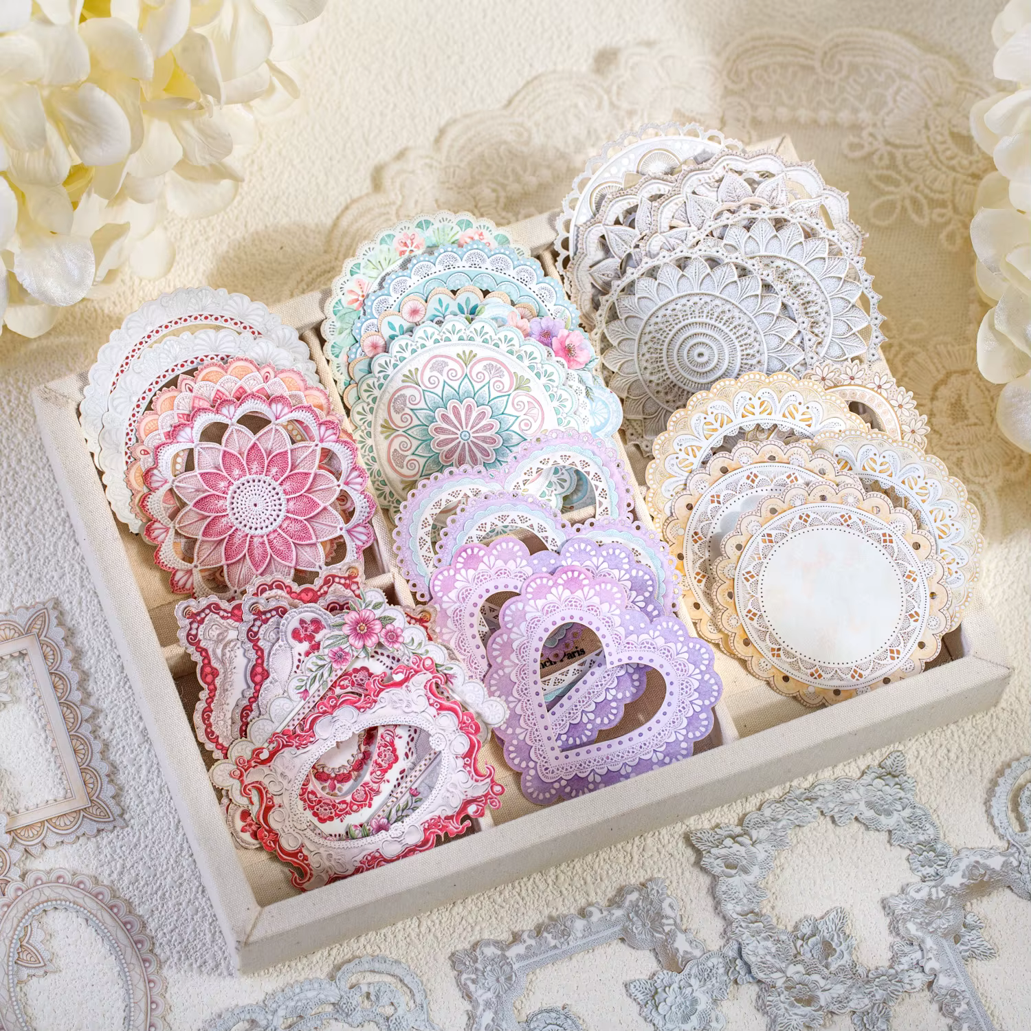 Autocollants décoratifs pour Scrapbooking, série dentelle, pour bricolage, cadre Photo, Collage, décoration, fournitures artisanales, 20 feuilles