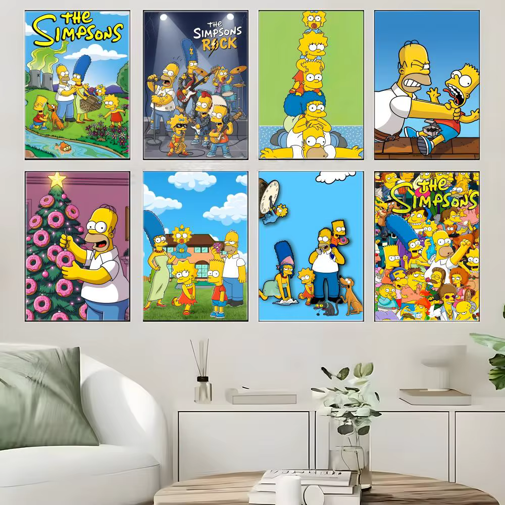 Affiche autocollante de dessin animé classique T-The S-Simpsons, autocollant en papier imperméable, décoration murale pour café, bar, chambre