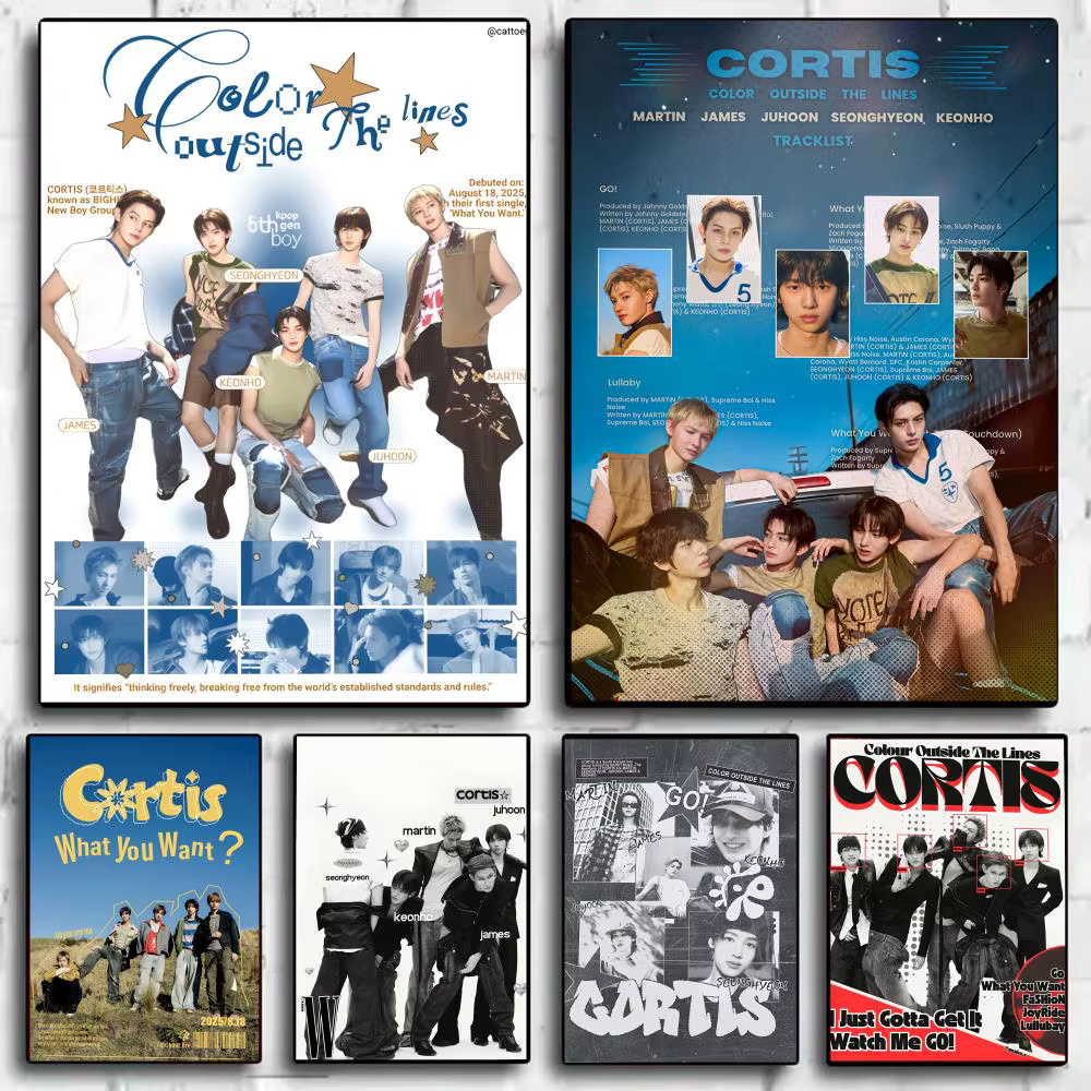 Affiche murale tendance du groupe Kpop C-CORTIS, bon autocollant imprimé sur papier PP pour café, bureau, Bar, décoration, meilleur cadeau