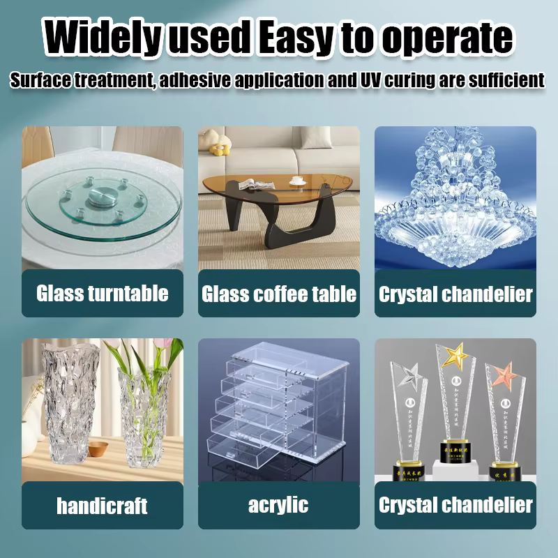 Haute colle UV transparente, imperméable à l'eau, durcissement liquide adhésif UV renforcé pour la fabrication artisanale, modèle de colle diy. (envoi de lampes UV)