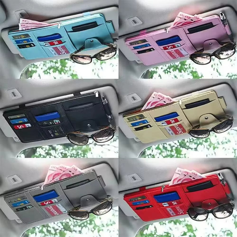 Boîte de rangement de pare-soleil en forme de voiture, sac de rangement de pare-soleil de voiture, boîte de rangement de pare-soleil de voiture, rangement de porte-carte à fermeture éclair