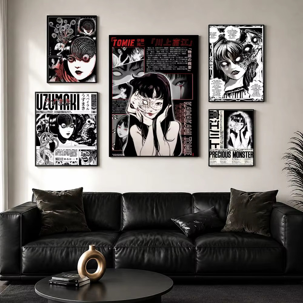 Affiche décorative murale Anime J-Junji I-Ito U-Uzumaki, autocollants d'art mural, impression Photo pour la décoration de la maison, du salon et du couloir