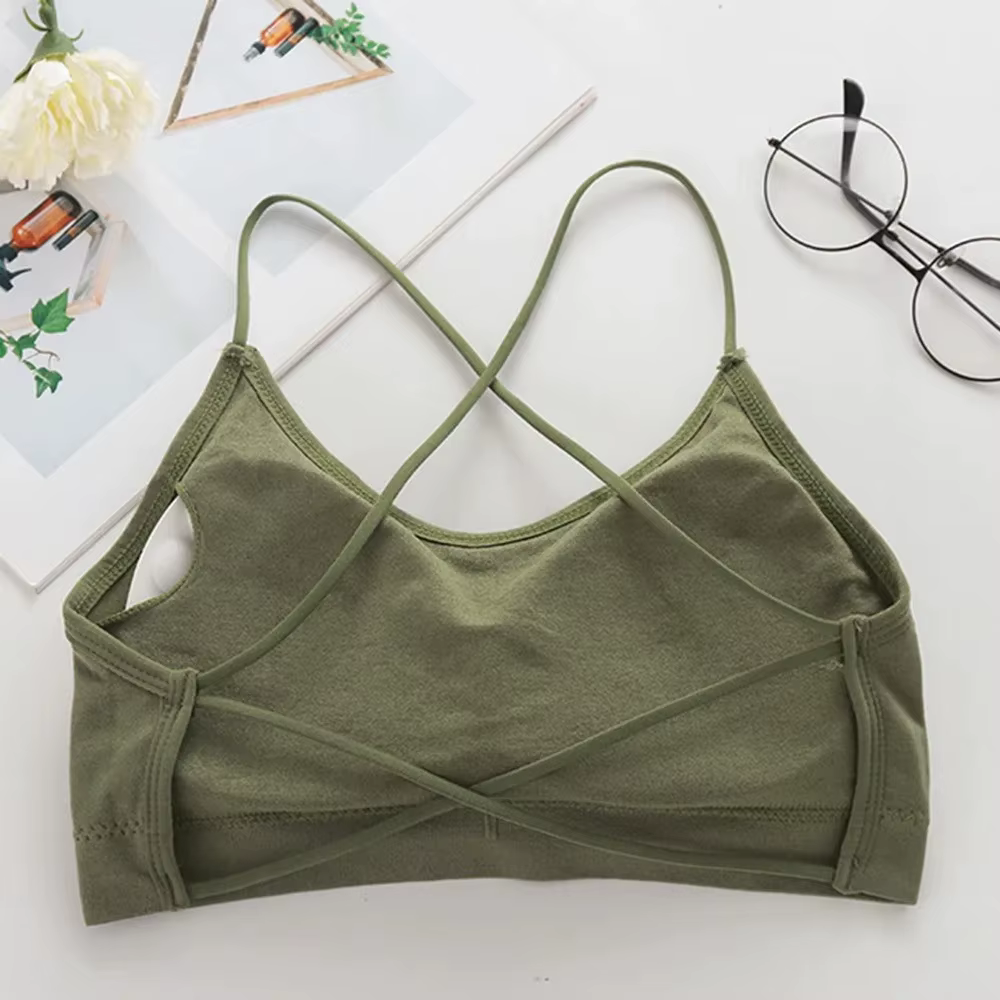 Soutien-gorge Push Up respirant à bretelles croisées pour femme