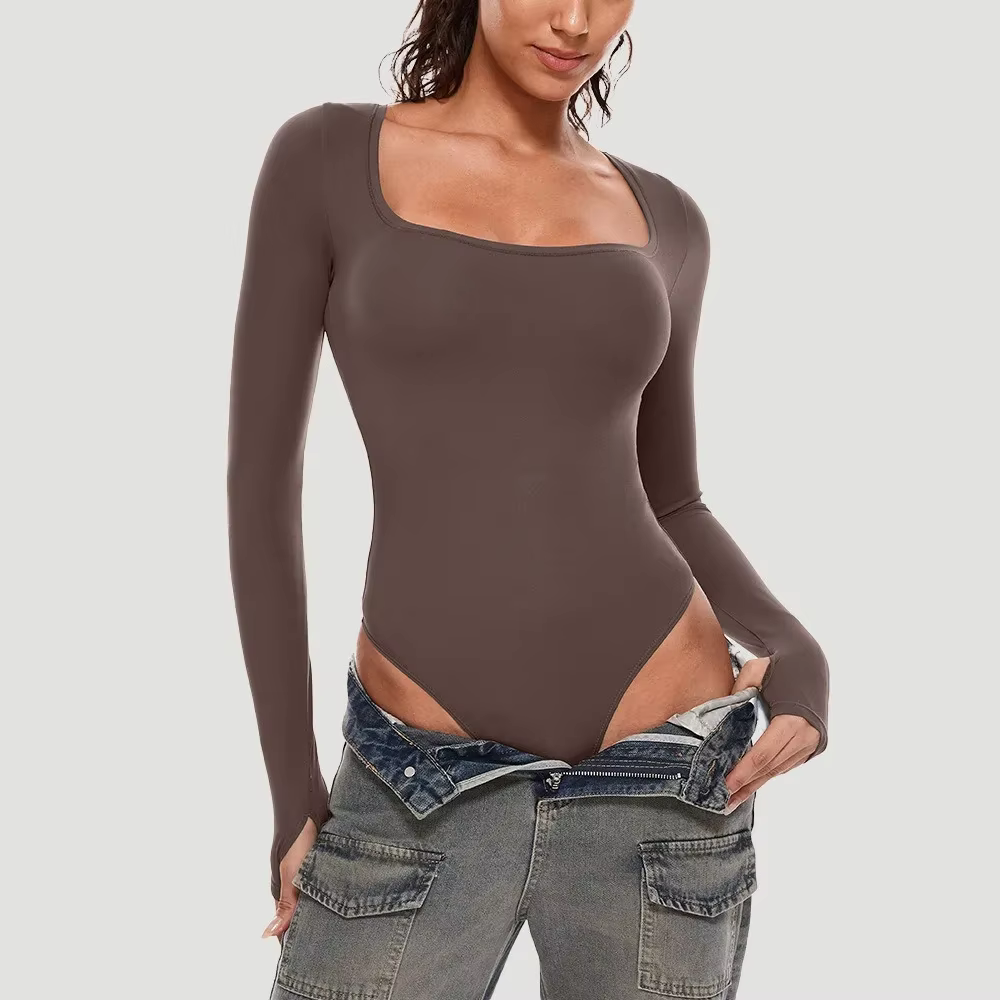 Femme une pièce Body à manches longues sans couture corps Shaper gaine ventre plat Shapewear