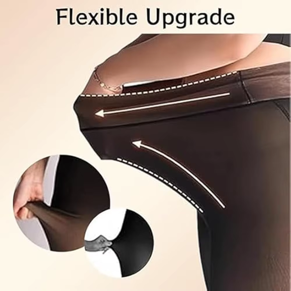 Leggings doublés en polaire magique pour femme – Collants façonnants à une couture avec bande de compression et conception de taille anti-rayures pour l'hiver chaud