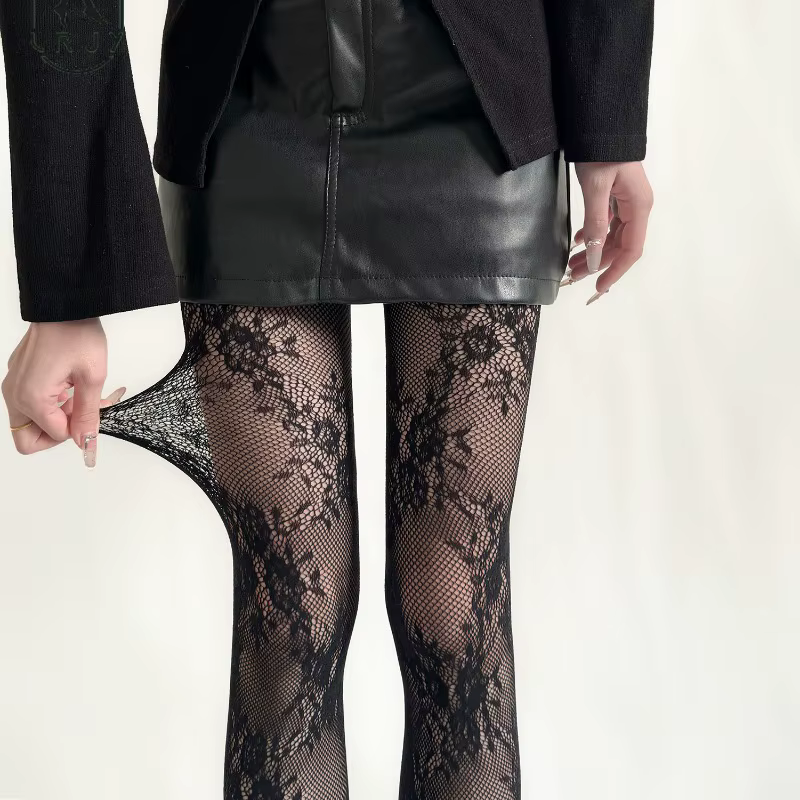 Collants en dentelle florale pour femmes