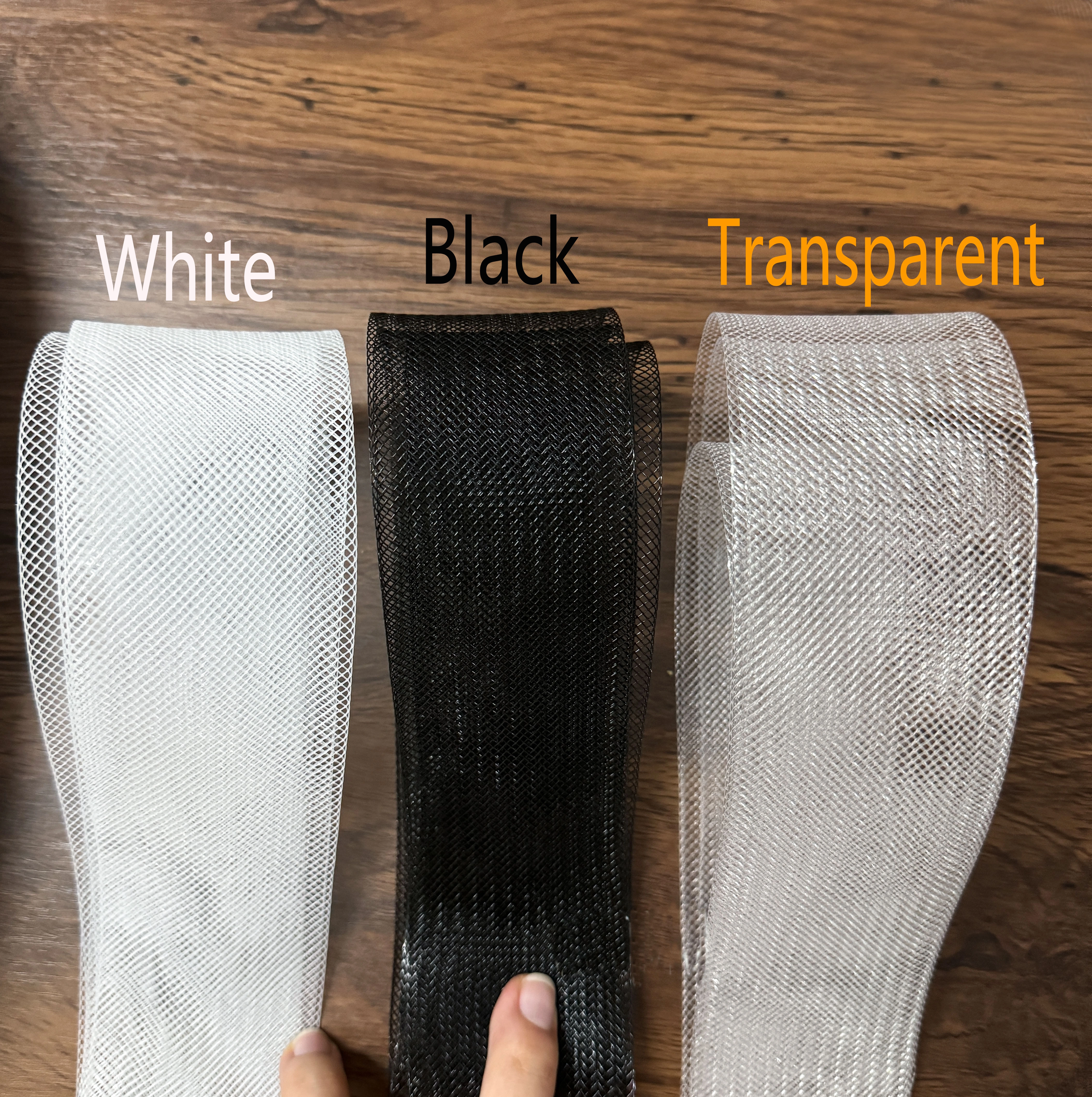 Tresse rigide en crin de cheval pour couture de désossage en Polyester, accessoires de robe de mariée, robe de danse, bricolage de couture blanc/noir/Transparent