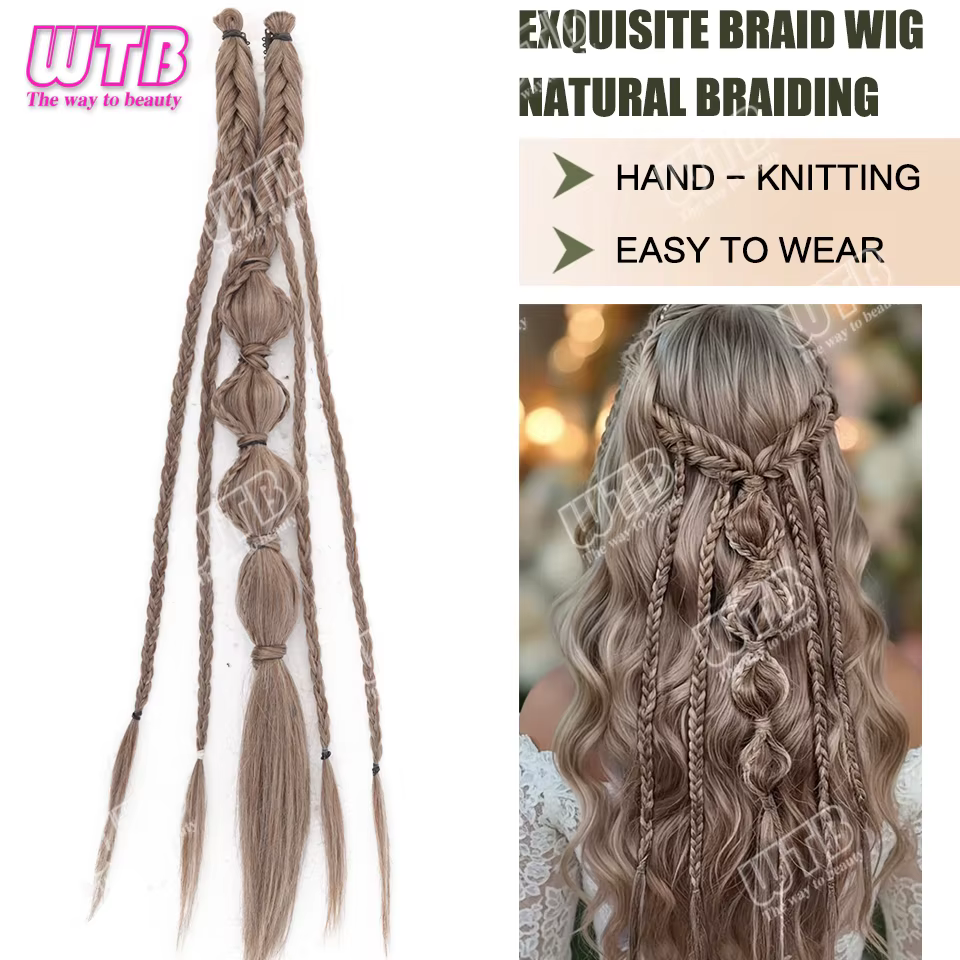 WTB Perruque tressée synthétique avec clip BB, élégante et délicate, idéale pour les mariages, les fêtes et le quotidien des femmes