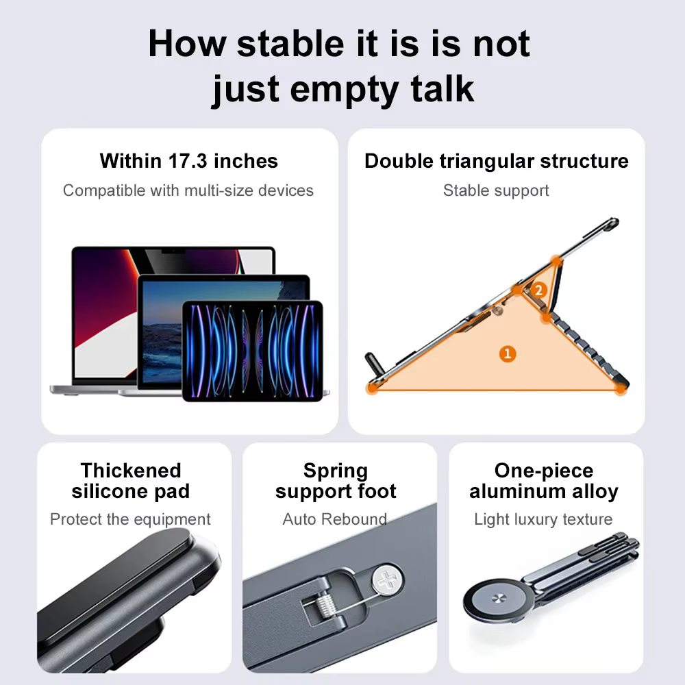 Support de téléphone magnétique portable et perche à selfie 3-en-1, trépied pliable pour iPhone, iPad, tablette, ordinateur portable, utilisation sur ordinateur de bureau