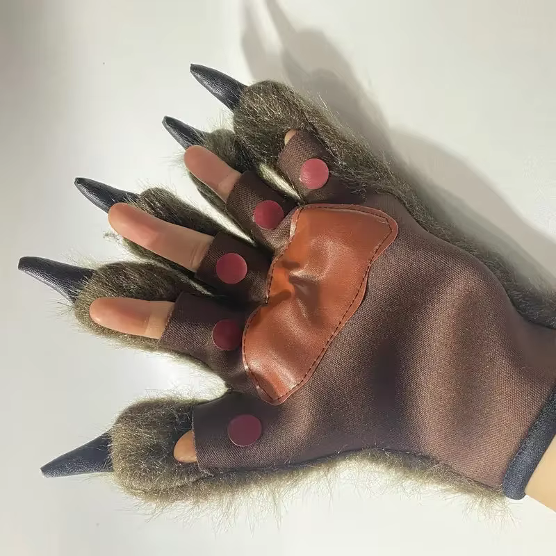 Gants de loup-garou avec mains poilues, accessoires de performance sur scène, vêtements de maquillage, décoration d'Halloween, cosplay