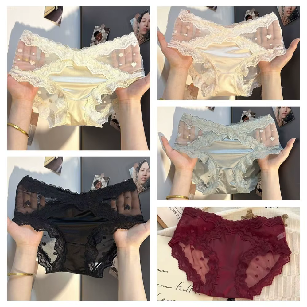 Culottes en satin de soie à fleurs en dentelle