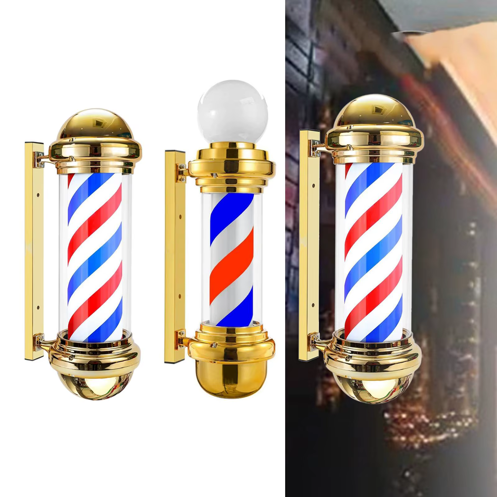 Lumière de poteau de barbier classique, signe classique, lumière LED pour poteau de salon de coiffure pour l'extérieur