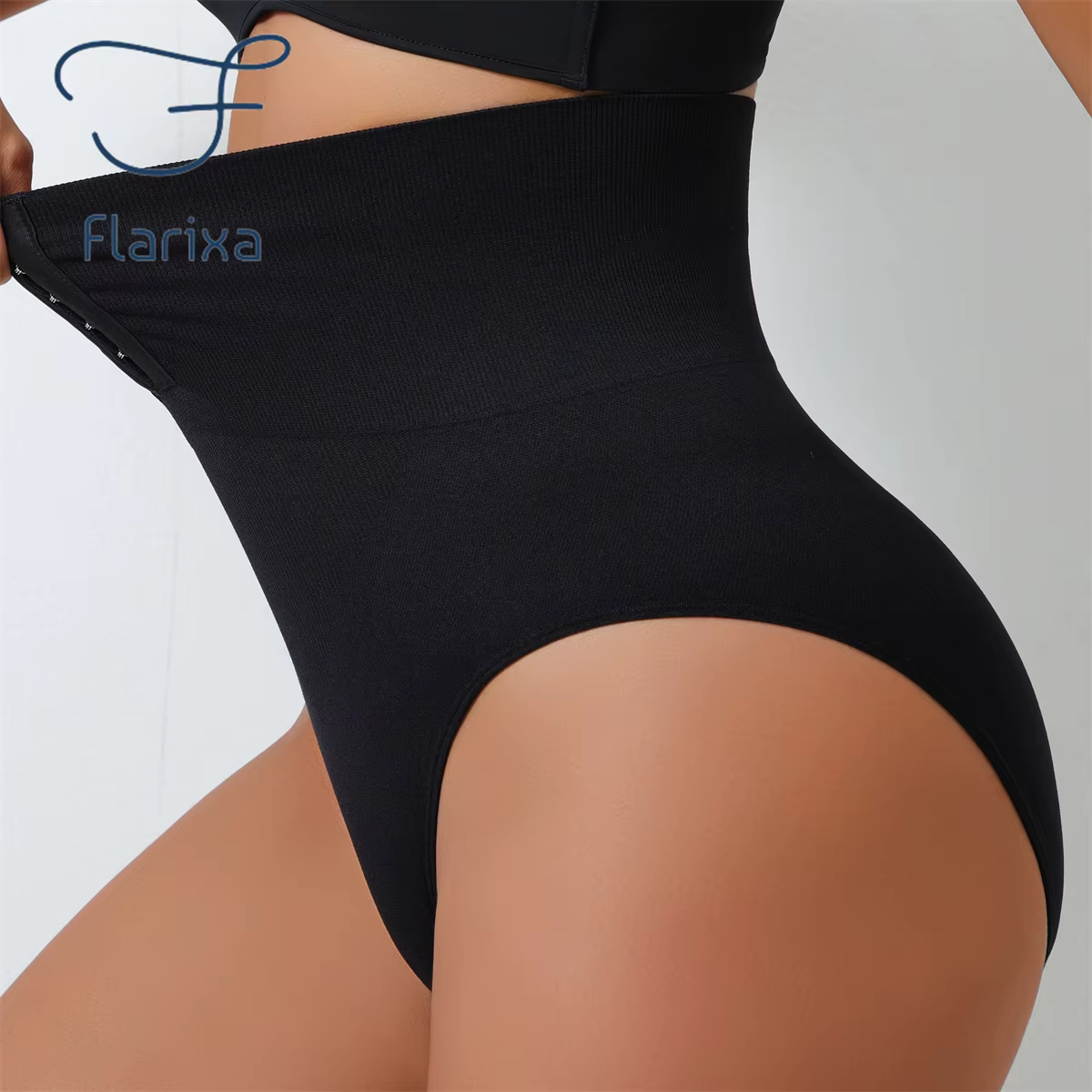 Flarixa taille haute sans couture culotte ventre plat façonnage slips femmes boutonnage