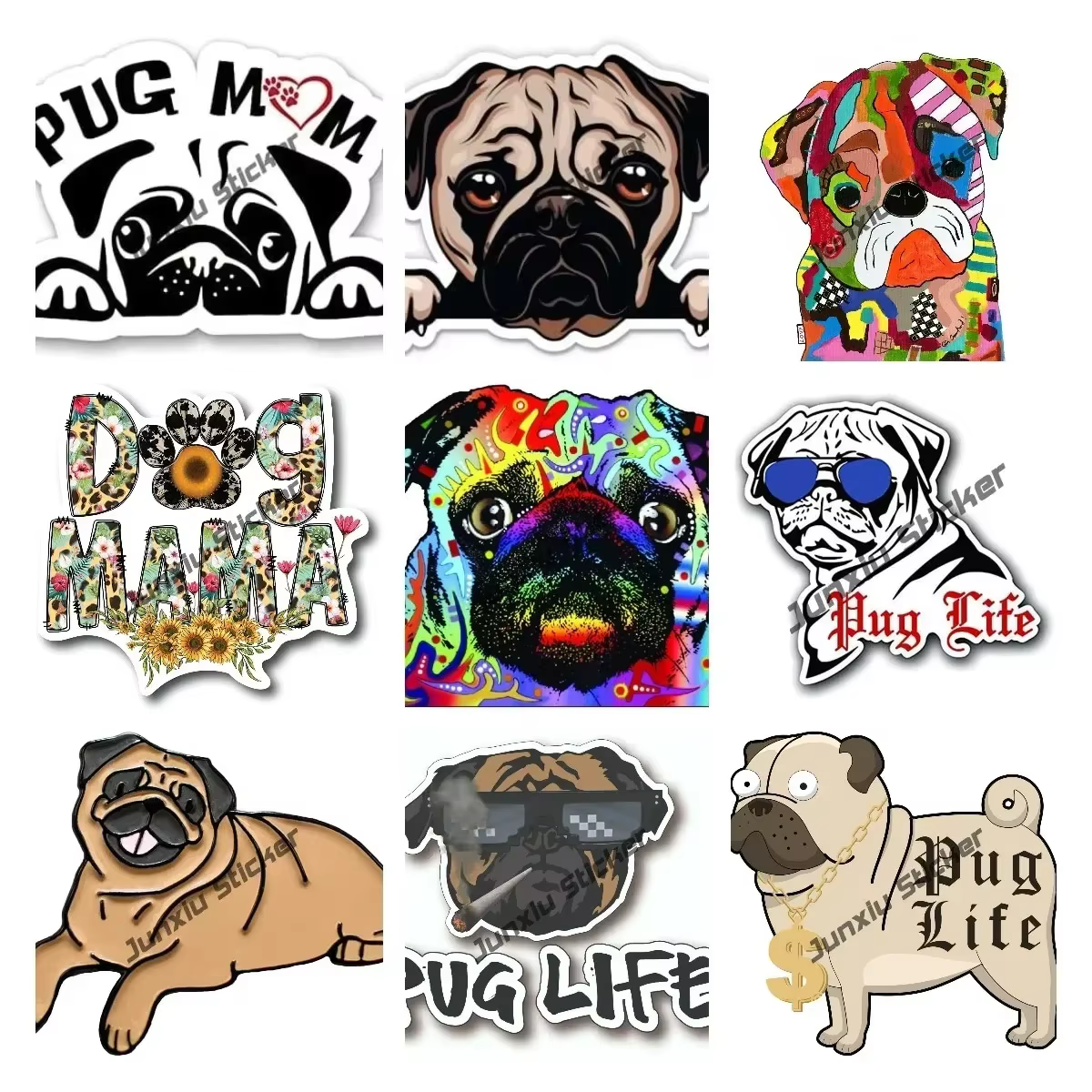 Autocollant de vie carlin mignon, chiot drôle, Animal, accessoires imperméables, autocollants sur les pièces de voiture, décoration pour tout le corps