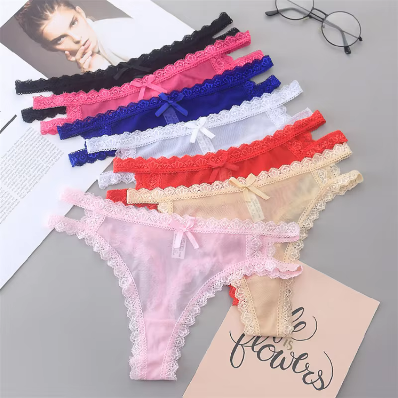 Culotte fine d'été Sexy ajourée en dentelle pour femmes, sous-vêtements sans couture, taille basse, Lingerie, string, respirant, confortable, slip pour dames
