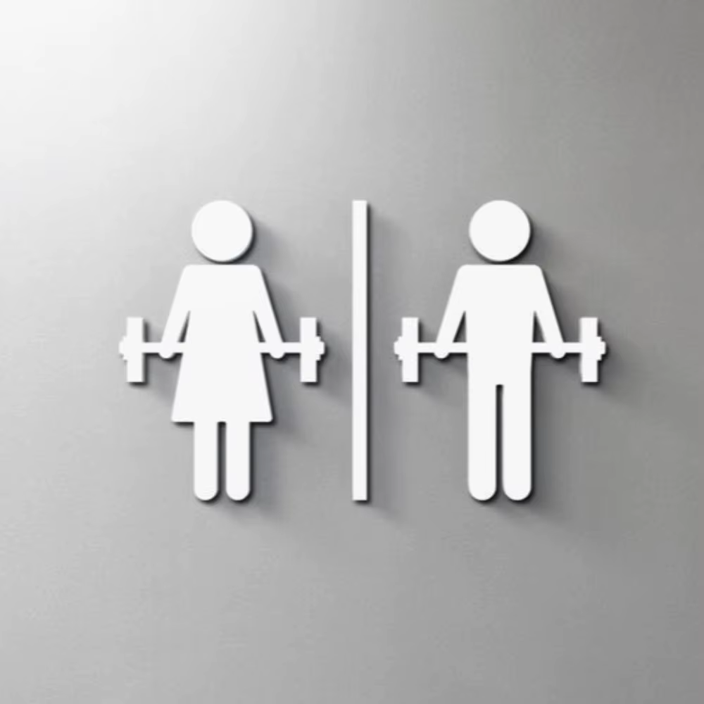 Panneau de toilette de gymnastique – Décor de toilettes en acrylique 3D – Autocollant de porte moderne auto-adhésif