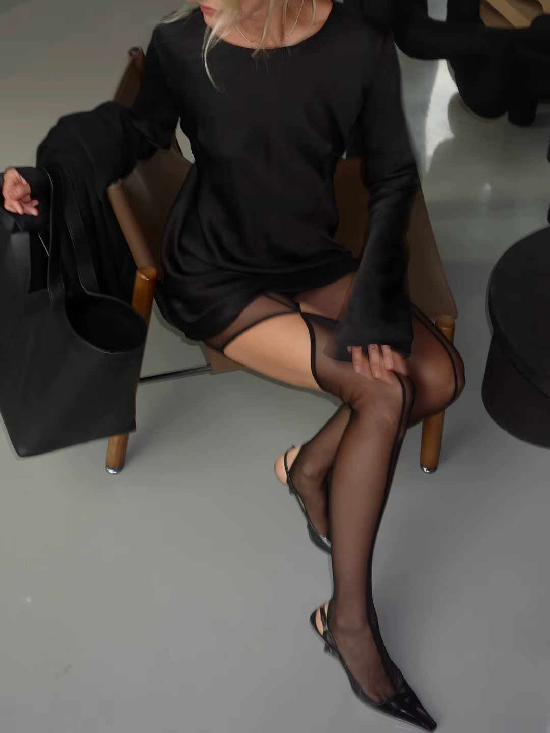 Collants Sexy découpés doublés noirs pour femmes