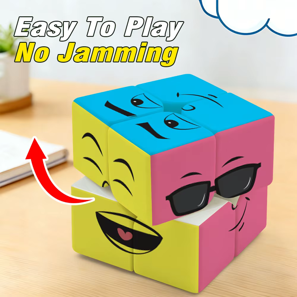 ZIINA STAR Emoji Cube Stickerless, cube de vitesse 2x2, cube de puzzle 3D adapté aux enfants et aux adultes, jouets éducatifs