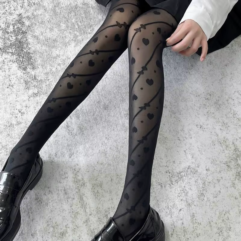 Collants noirs et blancs en soie pour femmes, Sexy et doux