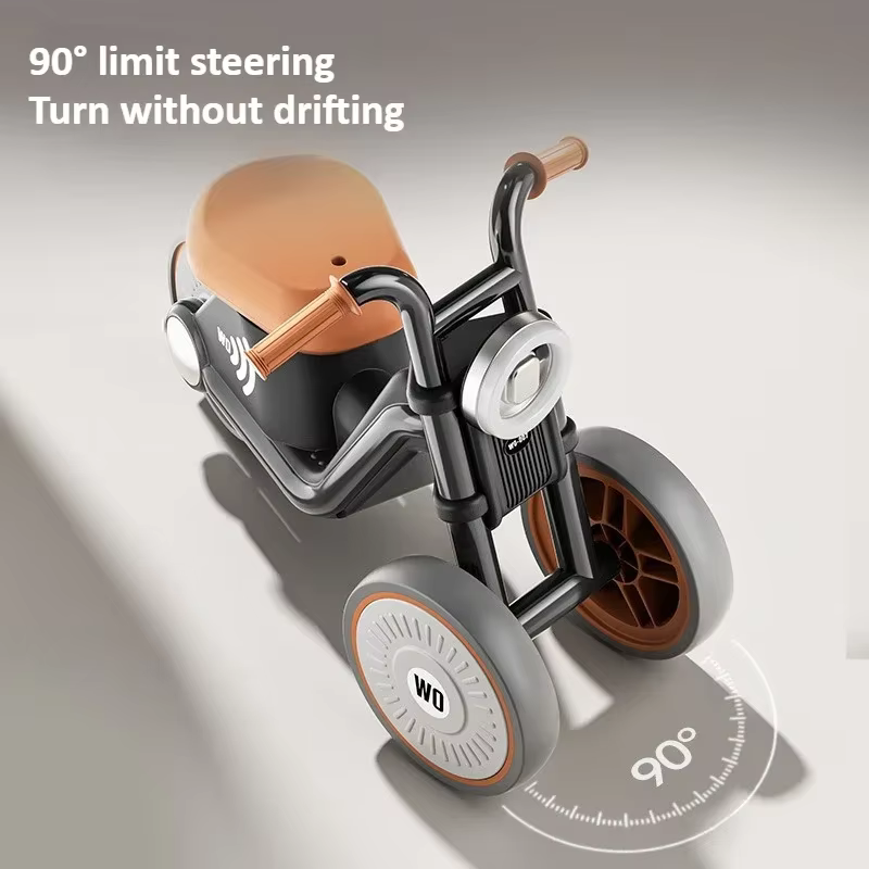 Vélo d'équilibre pour enfants, moto d'équilibre pour tout-petits avec musique et lumières, conception robuste sans pointe, roues silencieuses pour garçons et filles