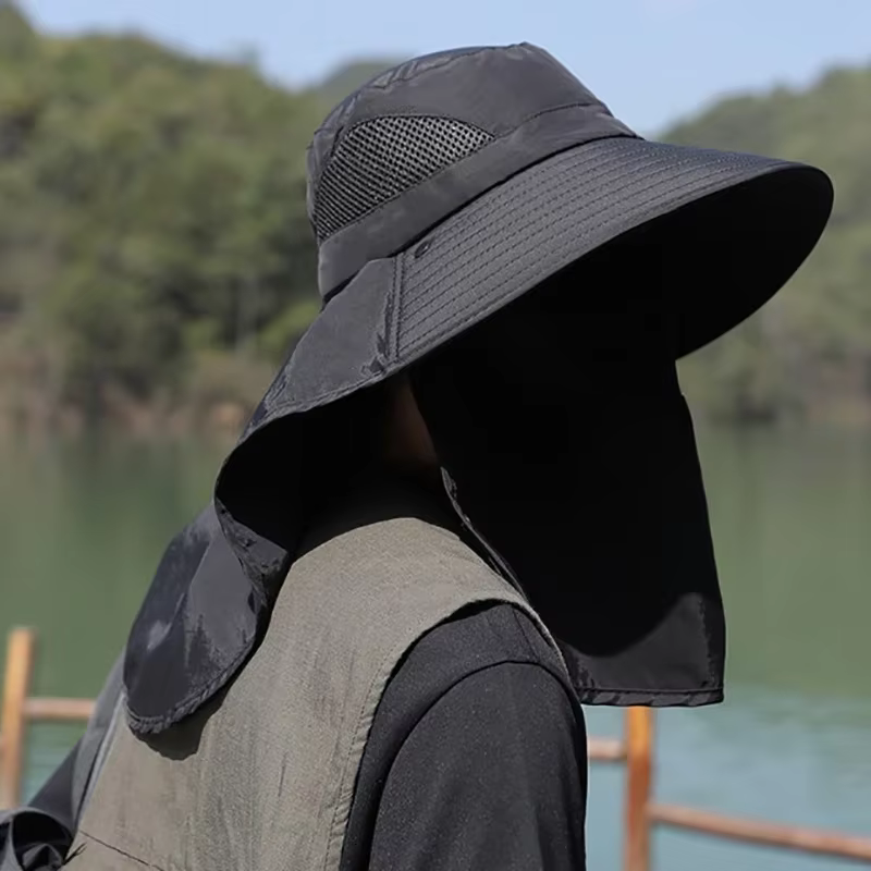 Chapeaux de soleil d'été Protection UV casquette de pêche de chasse en plein air pour hommes femmes randonnée Camping visière seau chapeau cou rabat chapeau de pêcheur