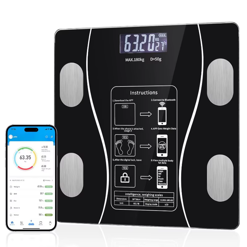 Balance de graisse corporelle LED affichage numérique APP balance de poids intelligente USB Rechargeable analyseur de Composition corporelle balance de Test balance de graisse corporelle